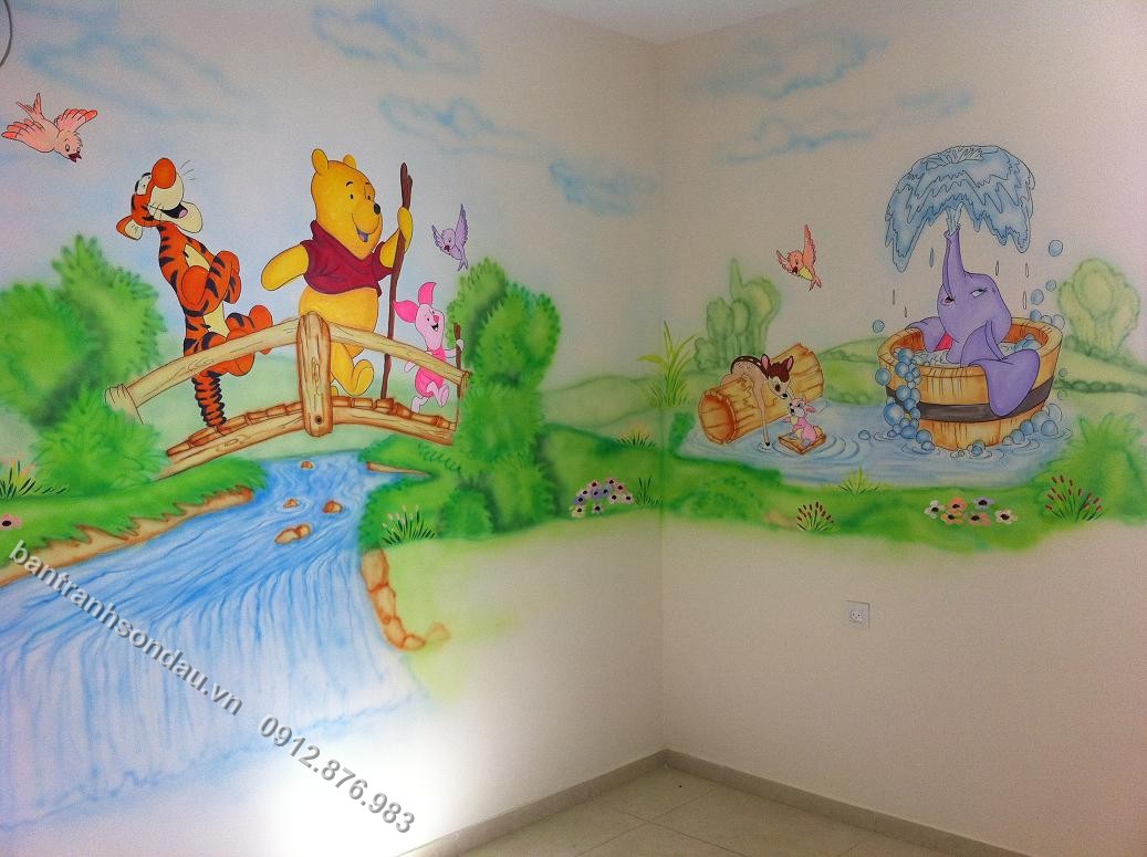 Vẽ tranh tường phòng em bé ở Láng Hạ